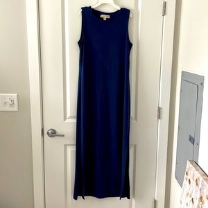 Navy Michael Kors maxi dress with small slits on the sides